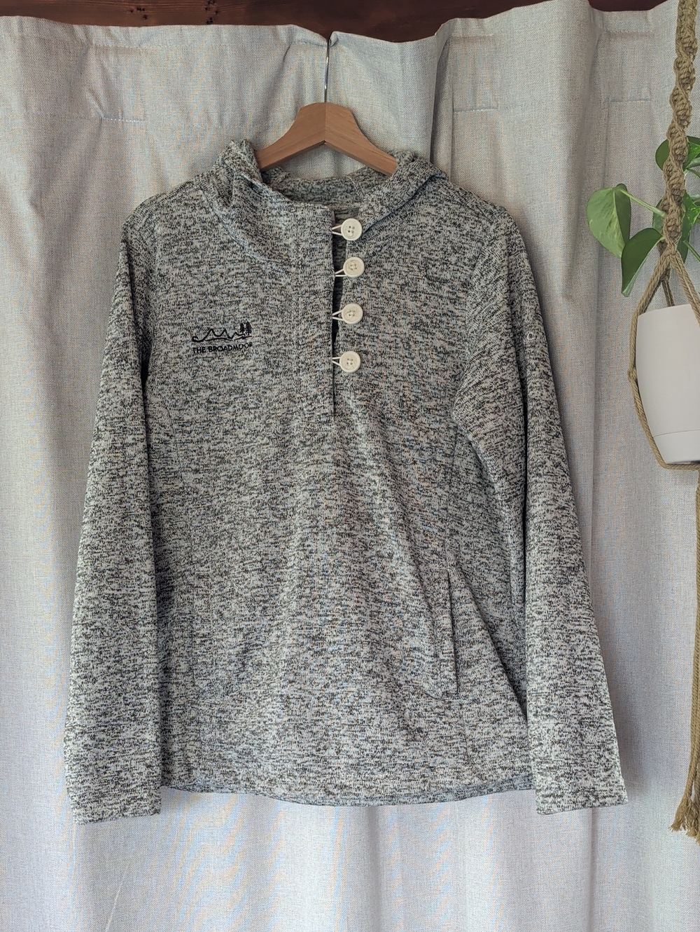 Columbia "Broadmoor" Heather Gray/Green Button-Up Cozy Pullover